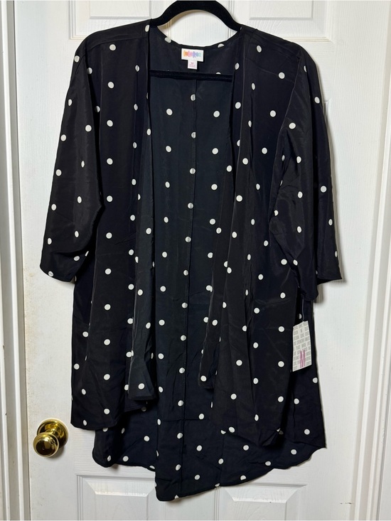 LuLaRoe Sweaters - LuLaRoe Black and White Polka Dot Kimono cardigan Lindsay